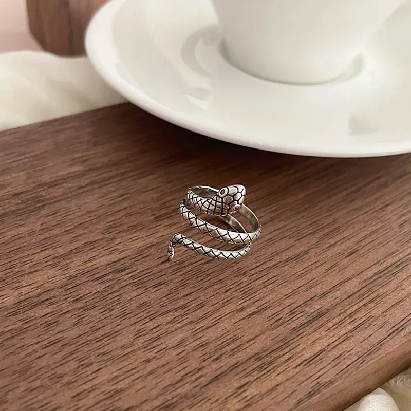 925 Sterling Silver Snake Ring Exquisite Personality Fashionable Animal Shape Woman Ring Birthday Party Gift Exquisite Jewelry