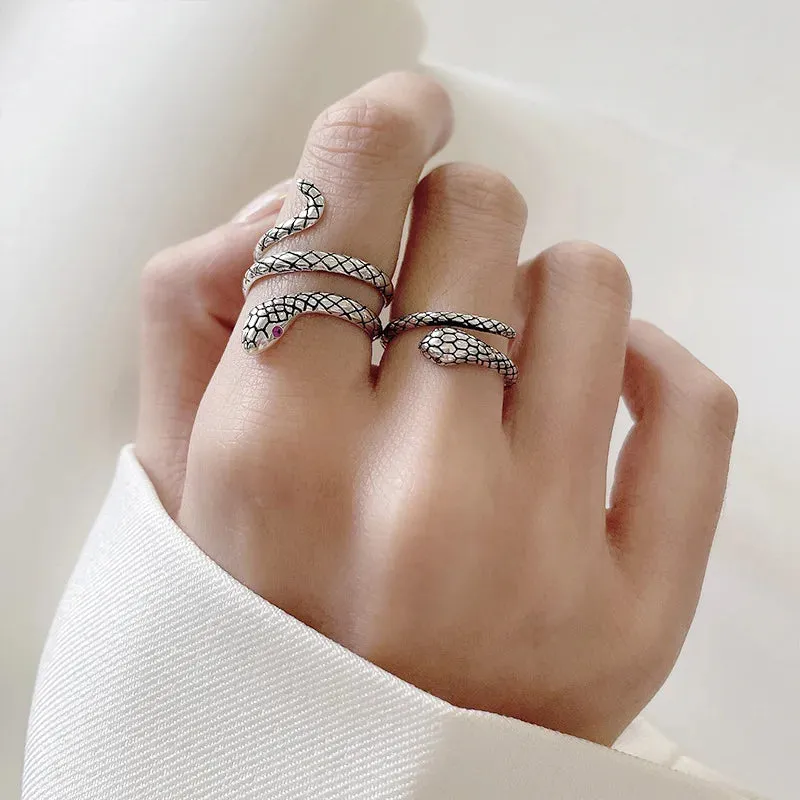 925 Sterling Silver Snake Ring Exquisite Personality Fashionable Animal Shape Woman Ring Birthday Party Gift Exquisite Jewelry