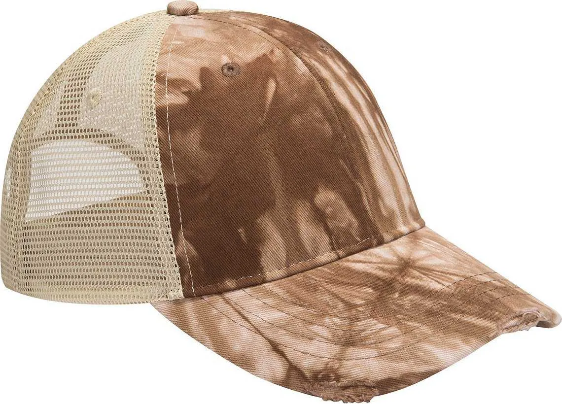 Adams OL102 Distressed Ollie Cap - Brown Tie Dye Tan