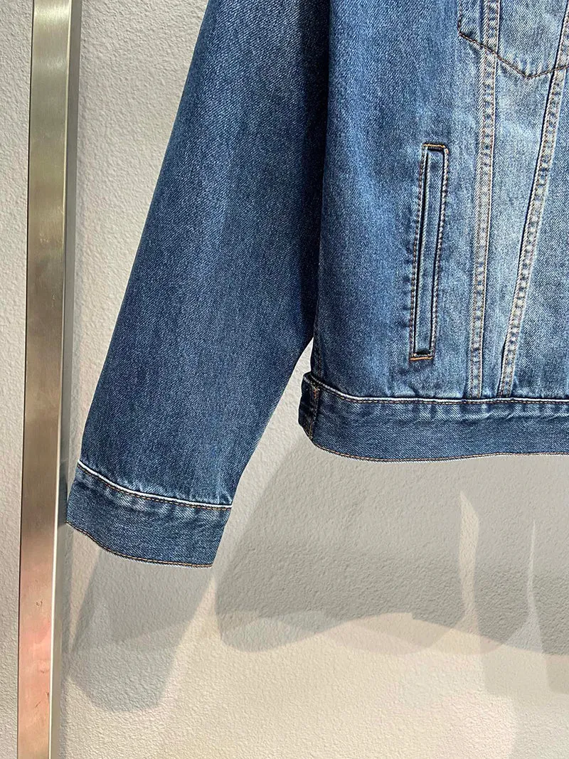 Balenciaga Campaign Logo Distressed Denim Jacket