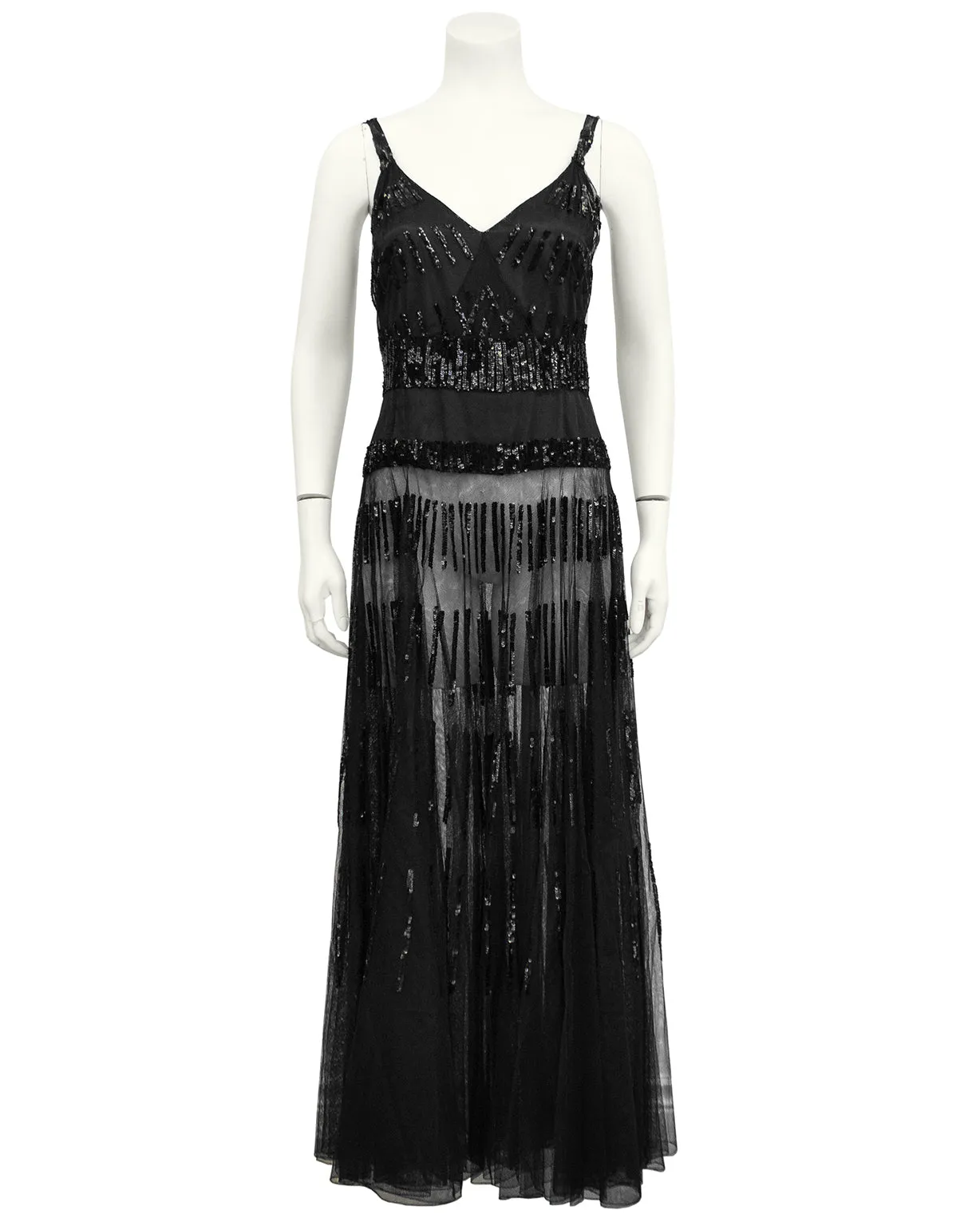 Black Sheer and Sequin Gown Ensemble