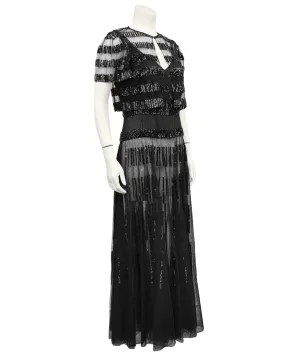 Black Sheer and Sequin Gown Ensemble