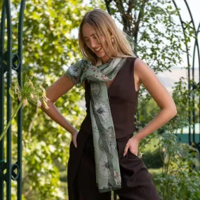 Botanica -  Long Sheer Silk Scarf - Green