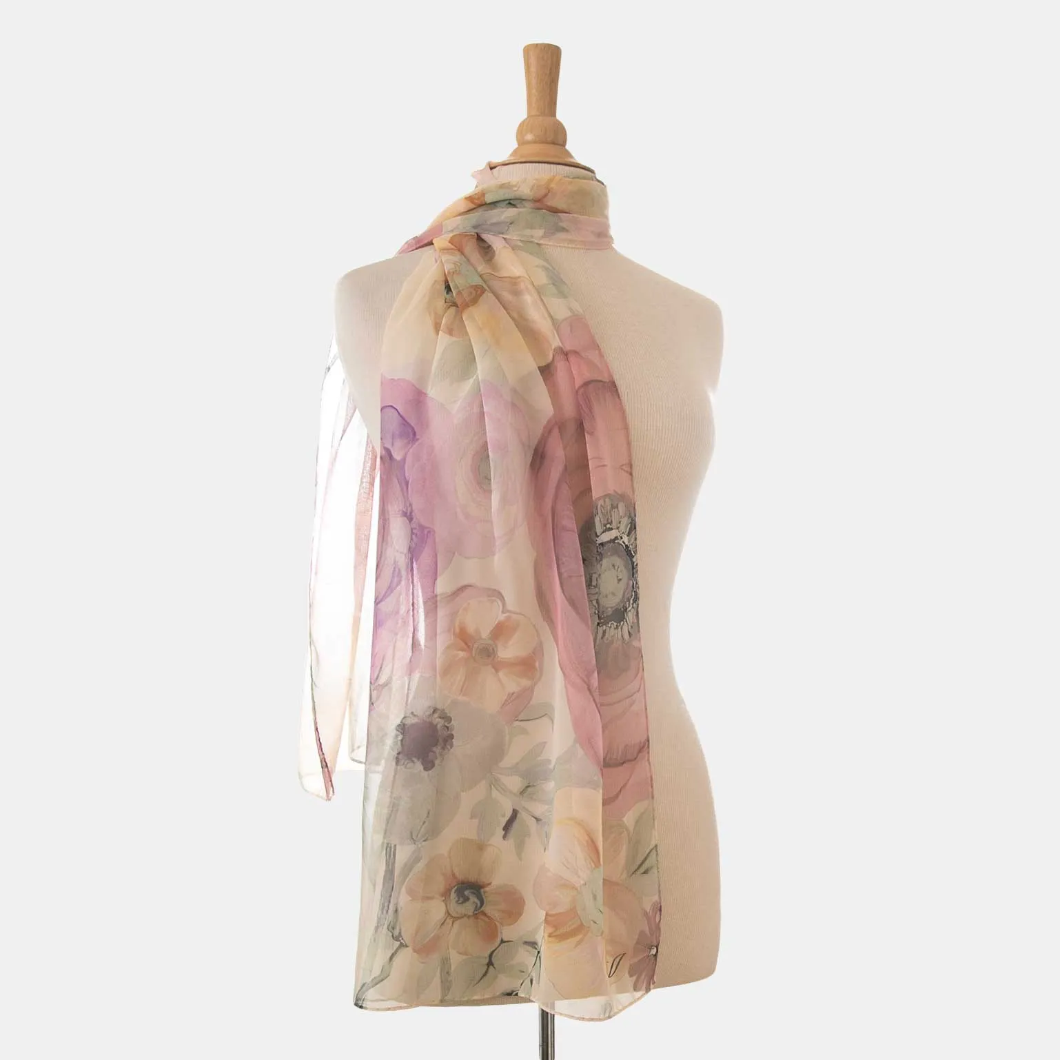 Campo de' Fiori - Long Sheer Silk Scarf - Mauve