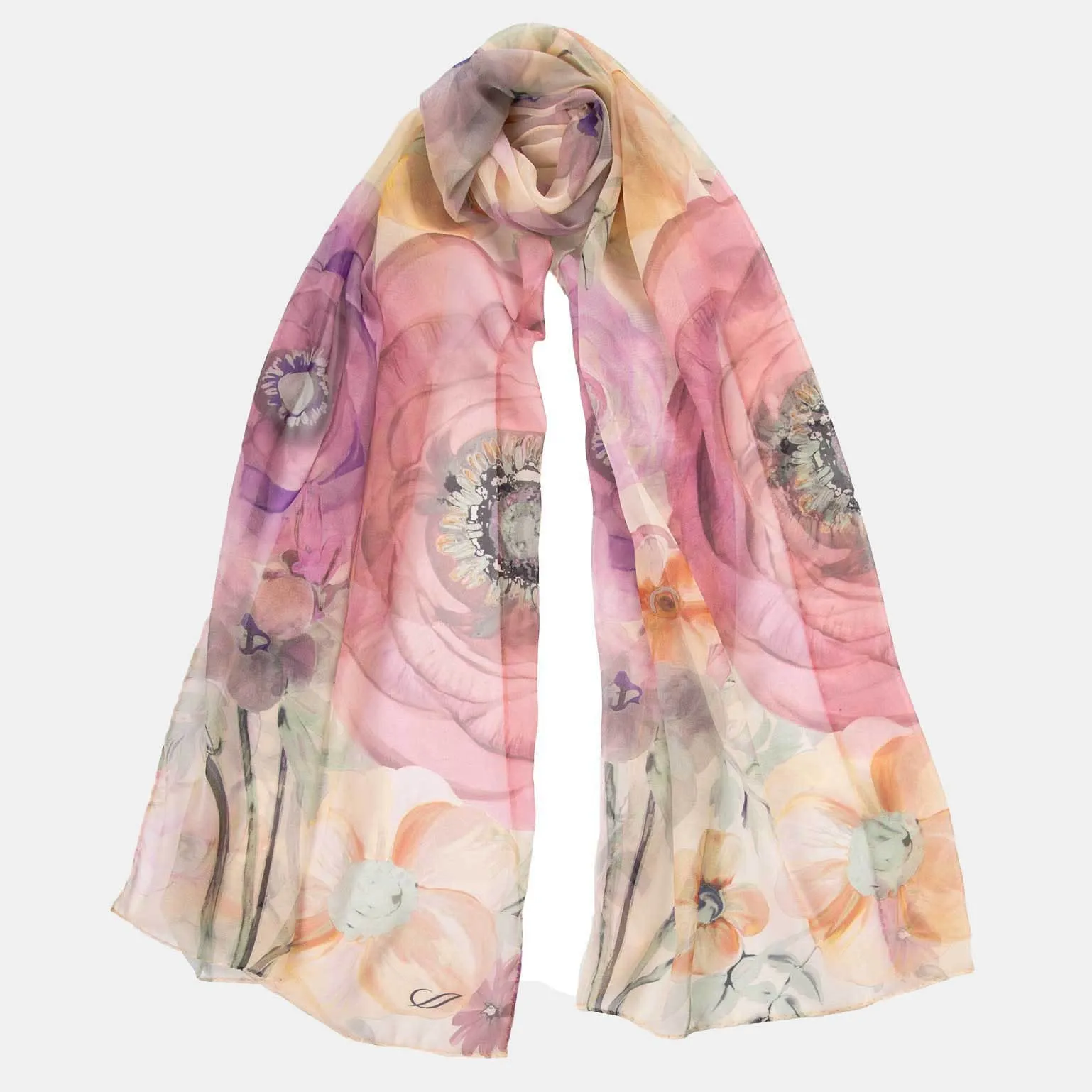 Campo de' Fiori - Long Sheer Silk Scarf - Mauve