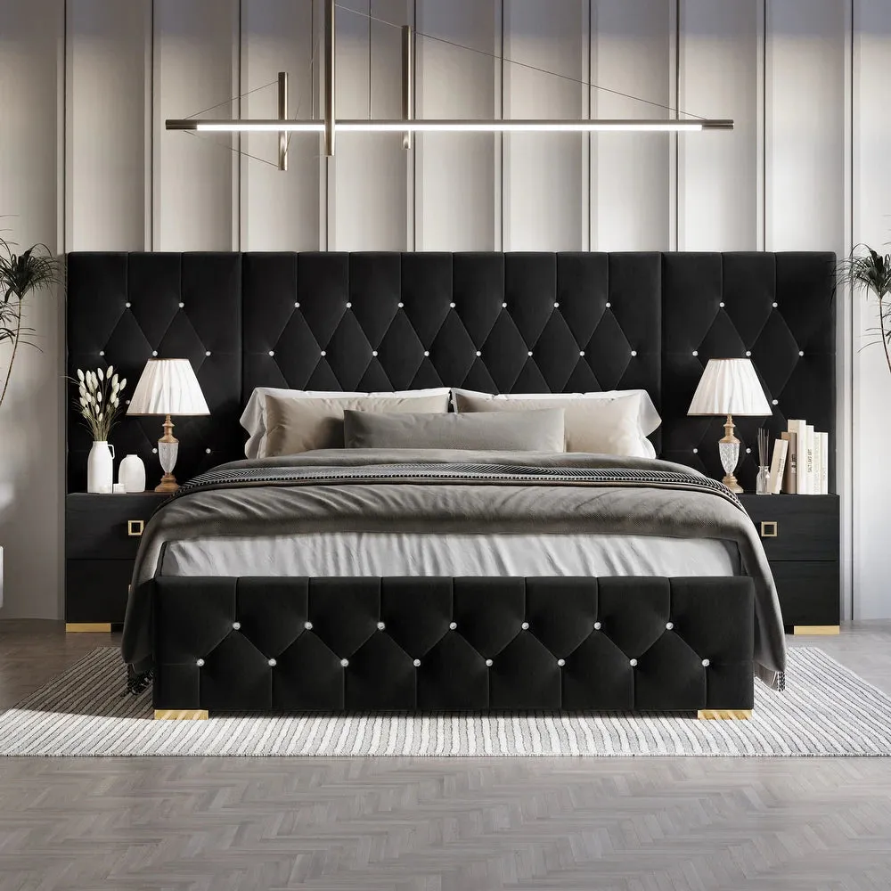 Casper Luxury Upholstered Bed With Side Tables in Leatherette