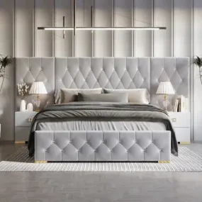 Casper Luxury Upholstered Bed With Side Tables in Leatherette