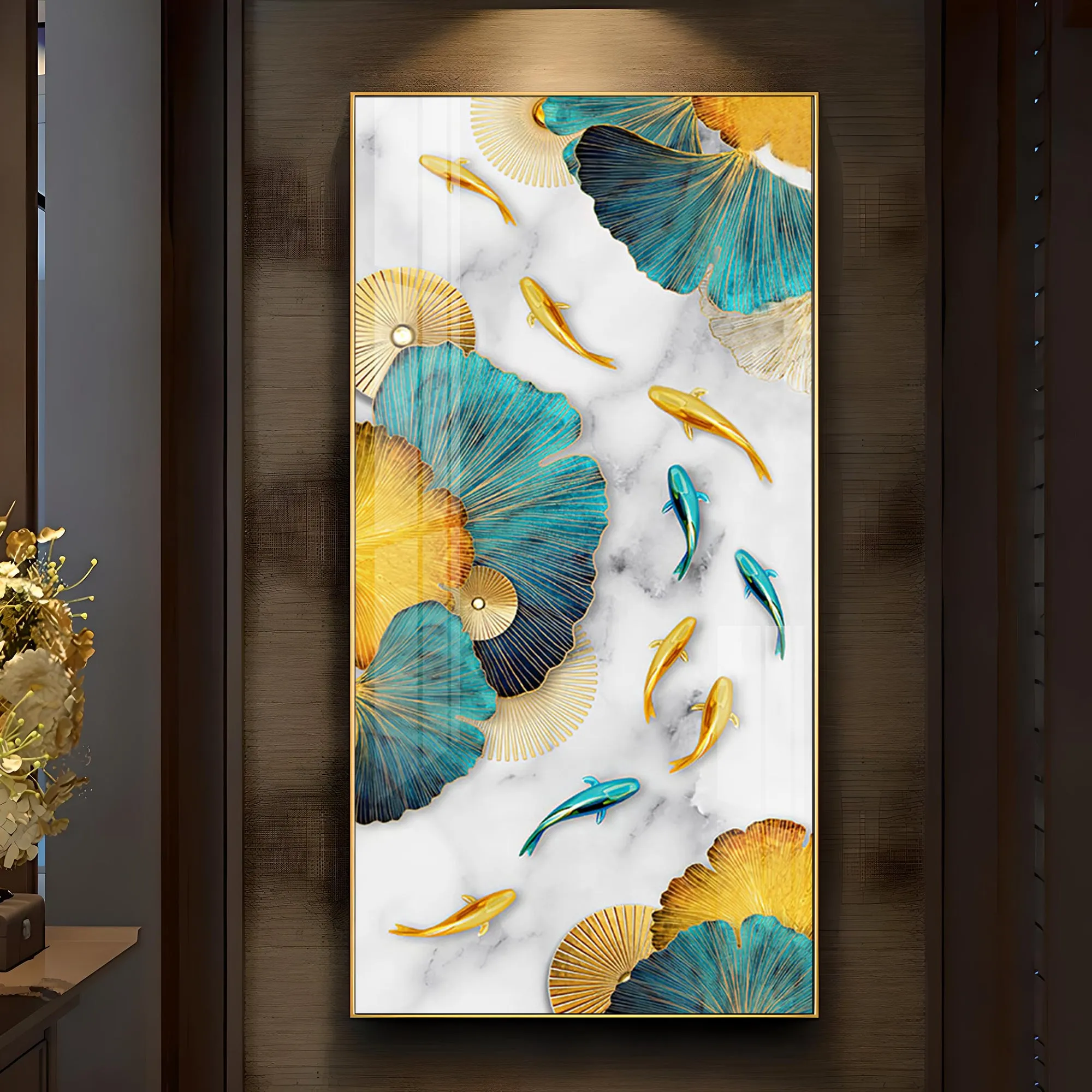 Colorful Koi Fishes Luxury Crystal Wall Art