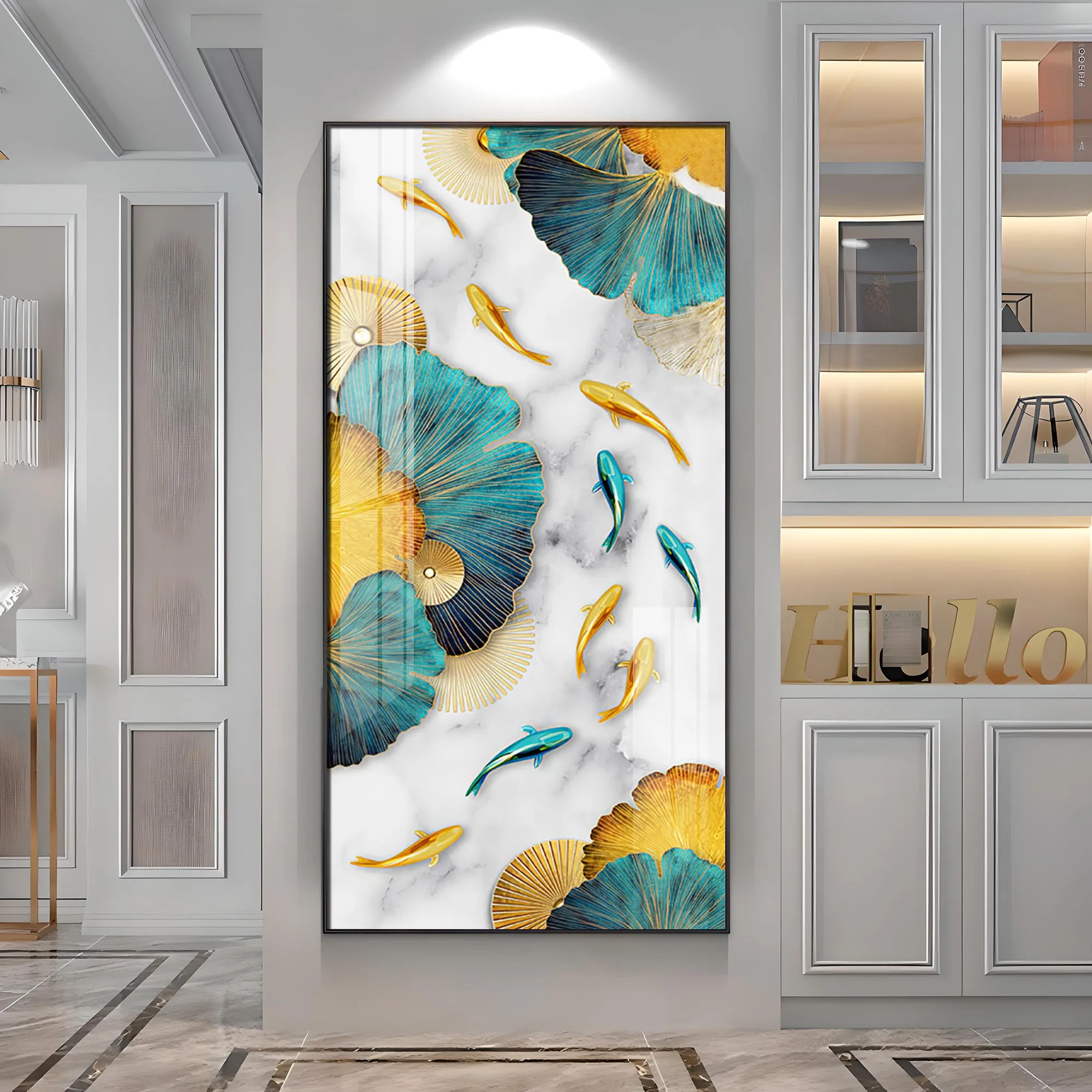 Colorful Koi Fishes Luxury Crystal Wall Art