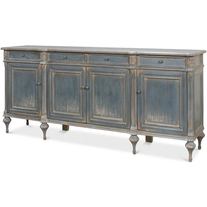 Distressed Lilac Gray Country Sideboard