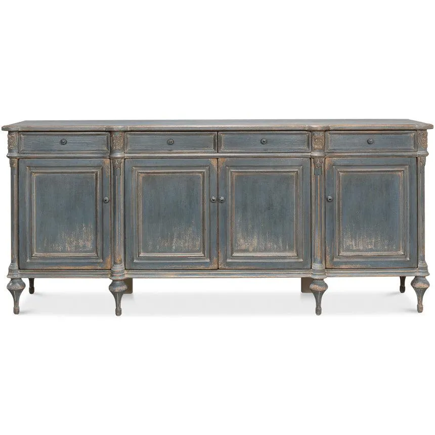 Distressed Lilac Gray Country Sideboard