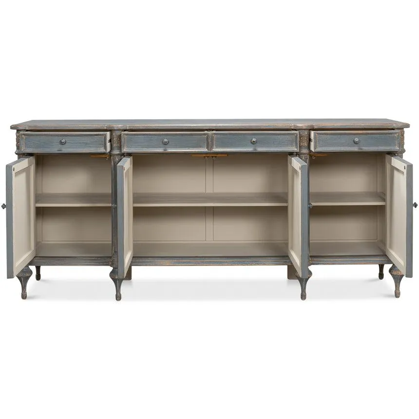 Distressed Lilac Gray Country Sideboard