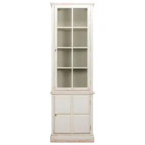 Distressed White Cottage Display Cabinet