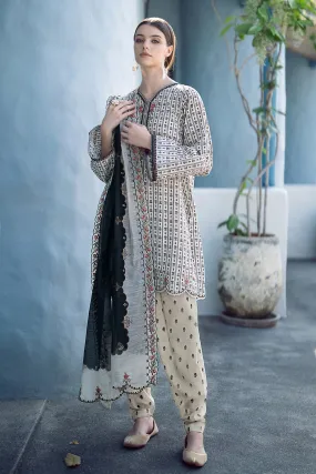 EMBROIDERED PRINTED LAWN UF-555