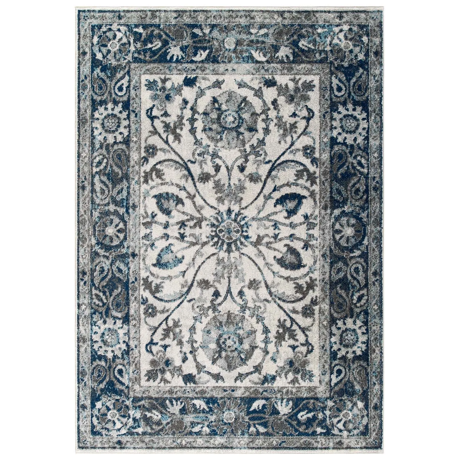 Entourage Samira Distressed Vintage Floral Persian Medallion Area Rug