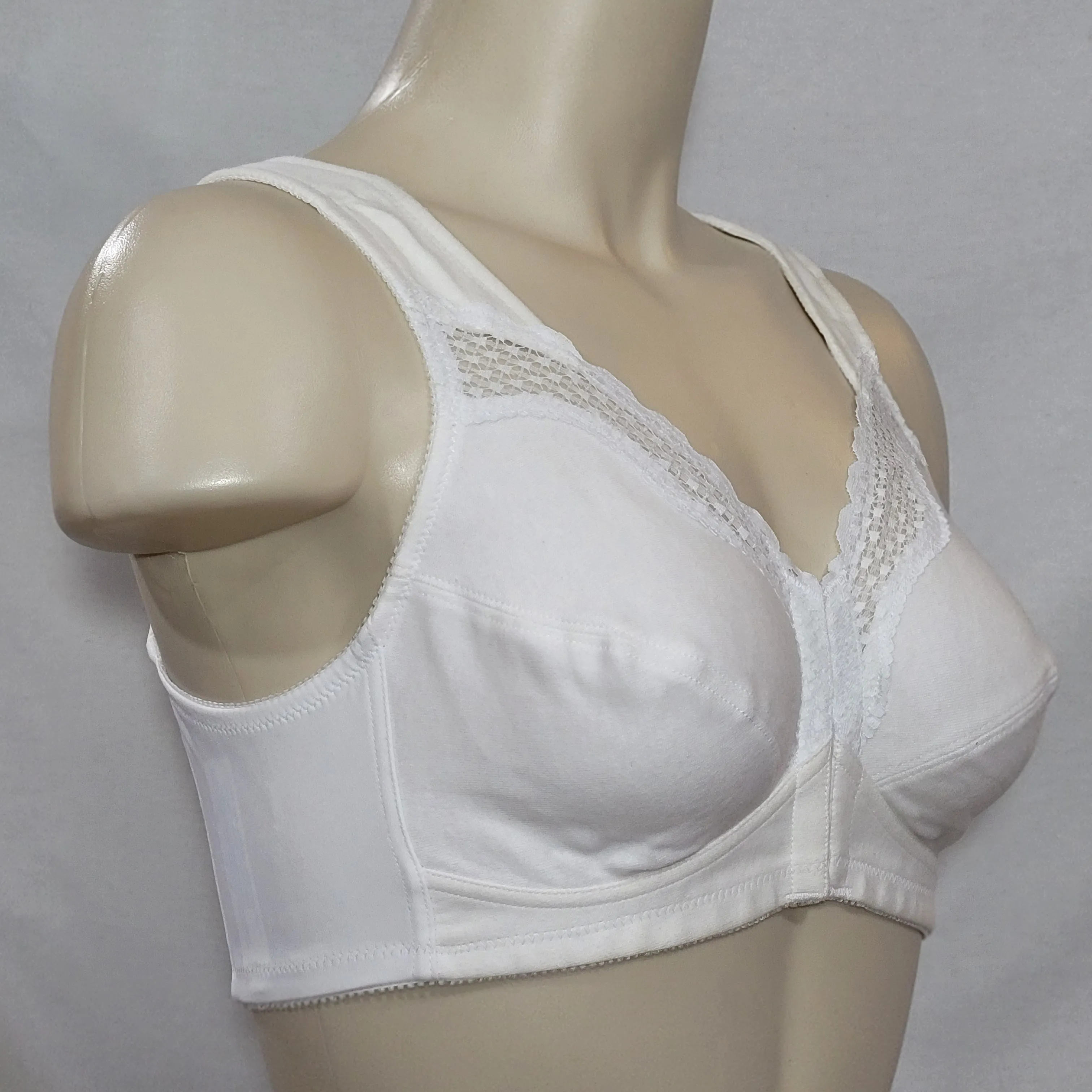 Exquisite Form 531 Cotton Front Close Wire Free Bra 38D White NWOT