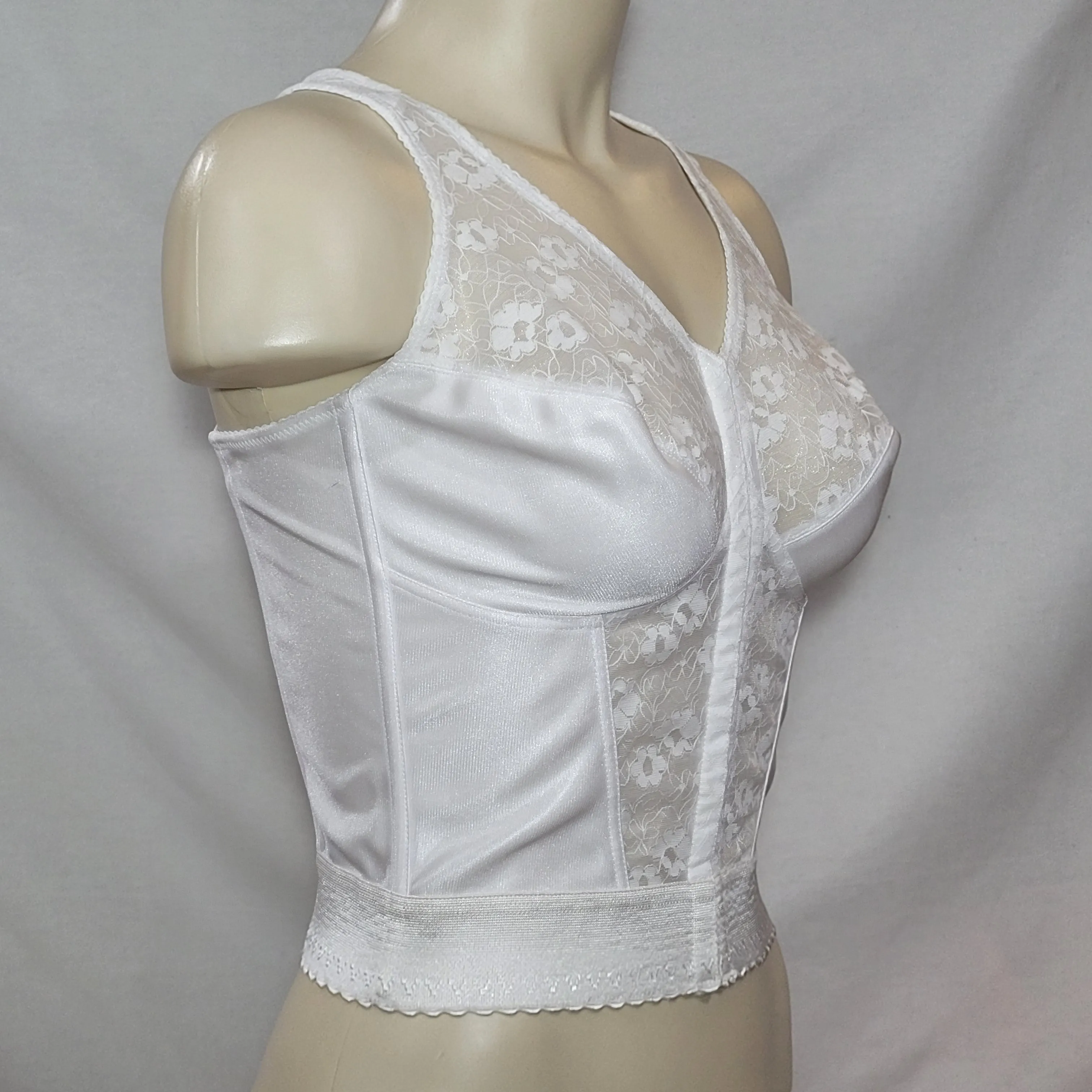 Exquisite Form 7565 Fully Longline Wire Free Posture Bra 38B White NWOT