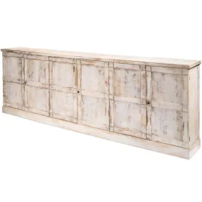 Extra Long Distressed White Farm Chic Buffet