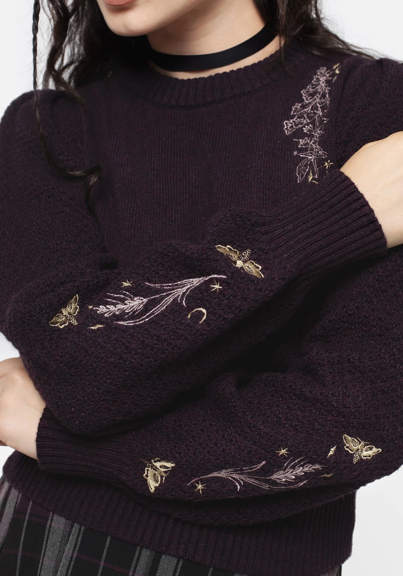 Embroidered Foxglove Knit Jumper