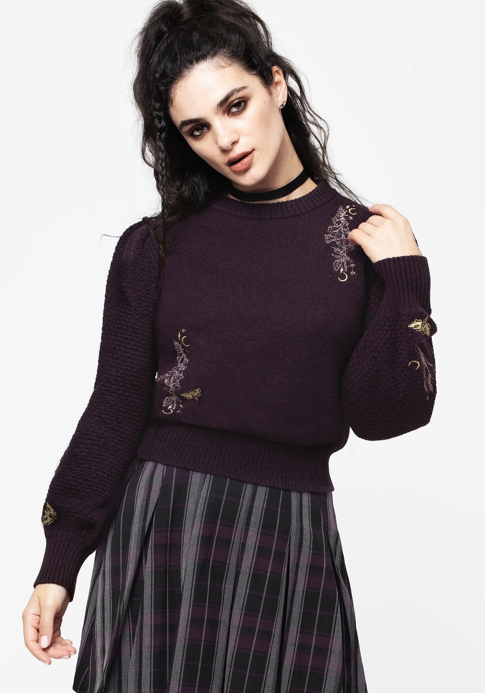 Embroidered Foxglove Knit Jumper