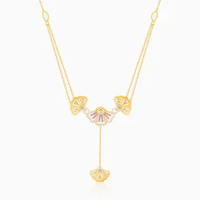 Golden Elegant Eyebright Lariat Necklace