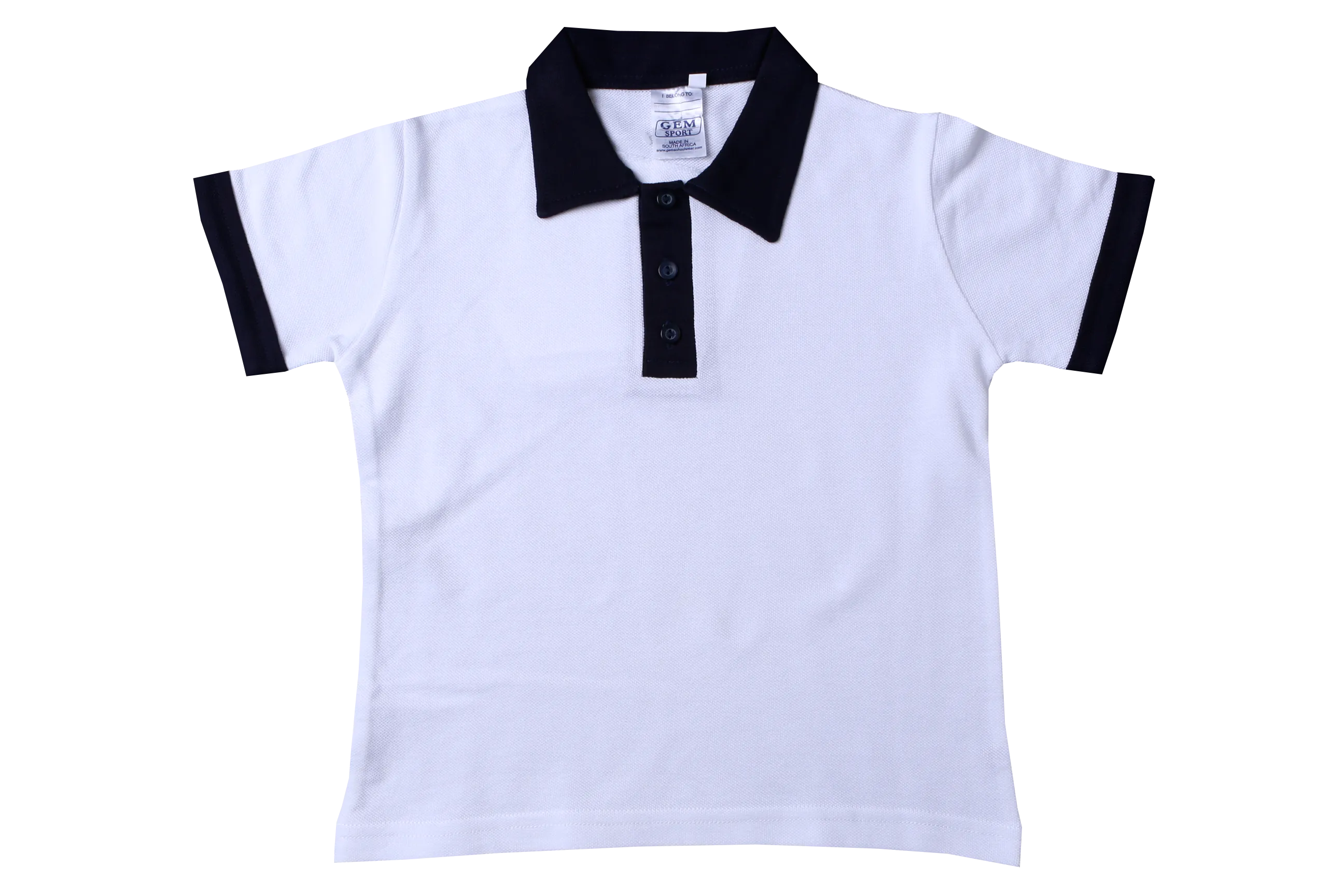 Golf Shirt Plain - White/Navy