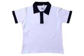 Golf Shirt Plain - White/Navy