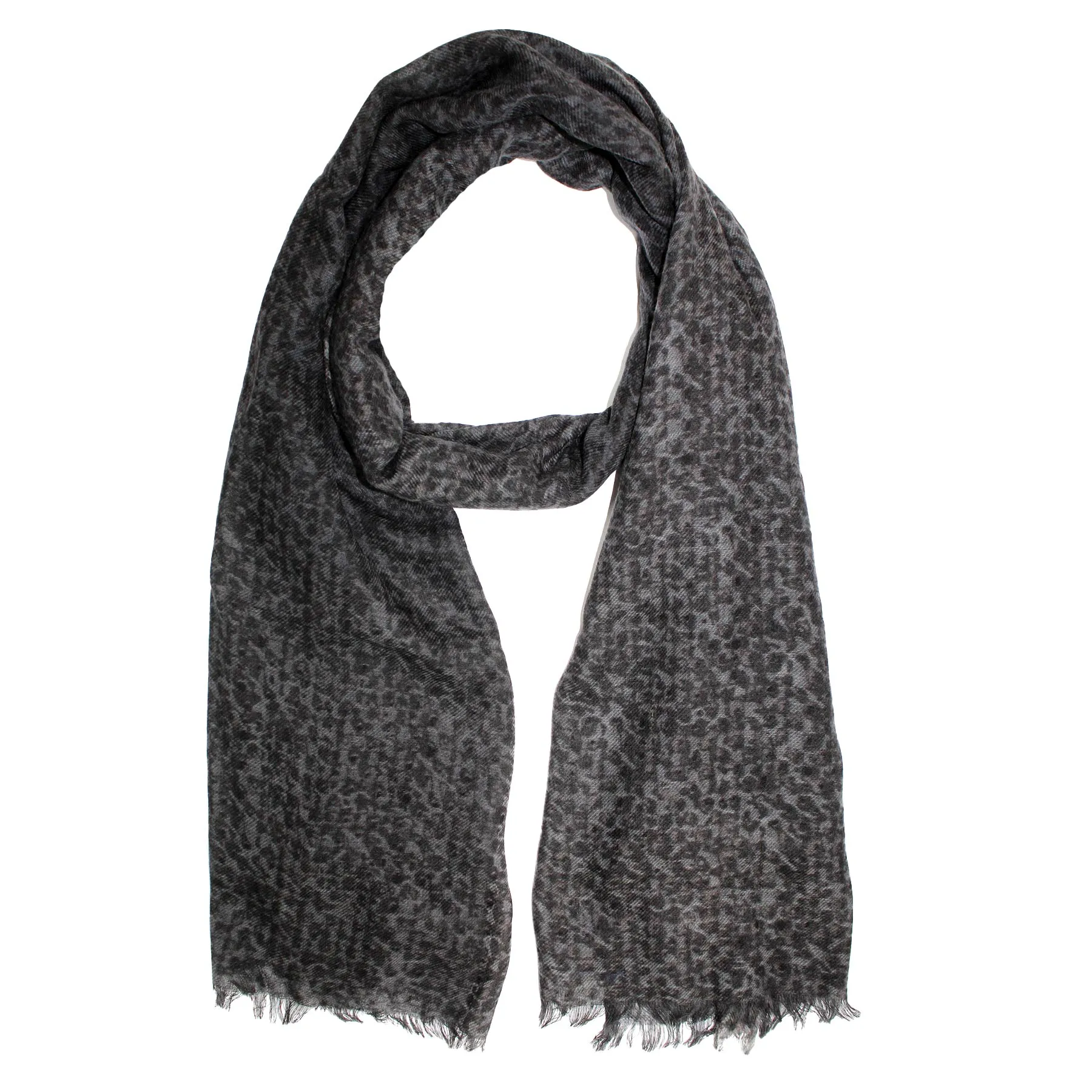 Lanvin Scarf Black Gray Pattern - Luxury Wool Shawl