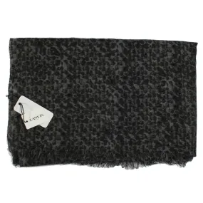 Lanvin Scarf Black Gray Pattern - Luxury Wool Shawl