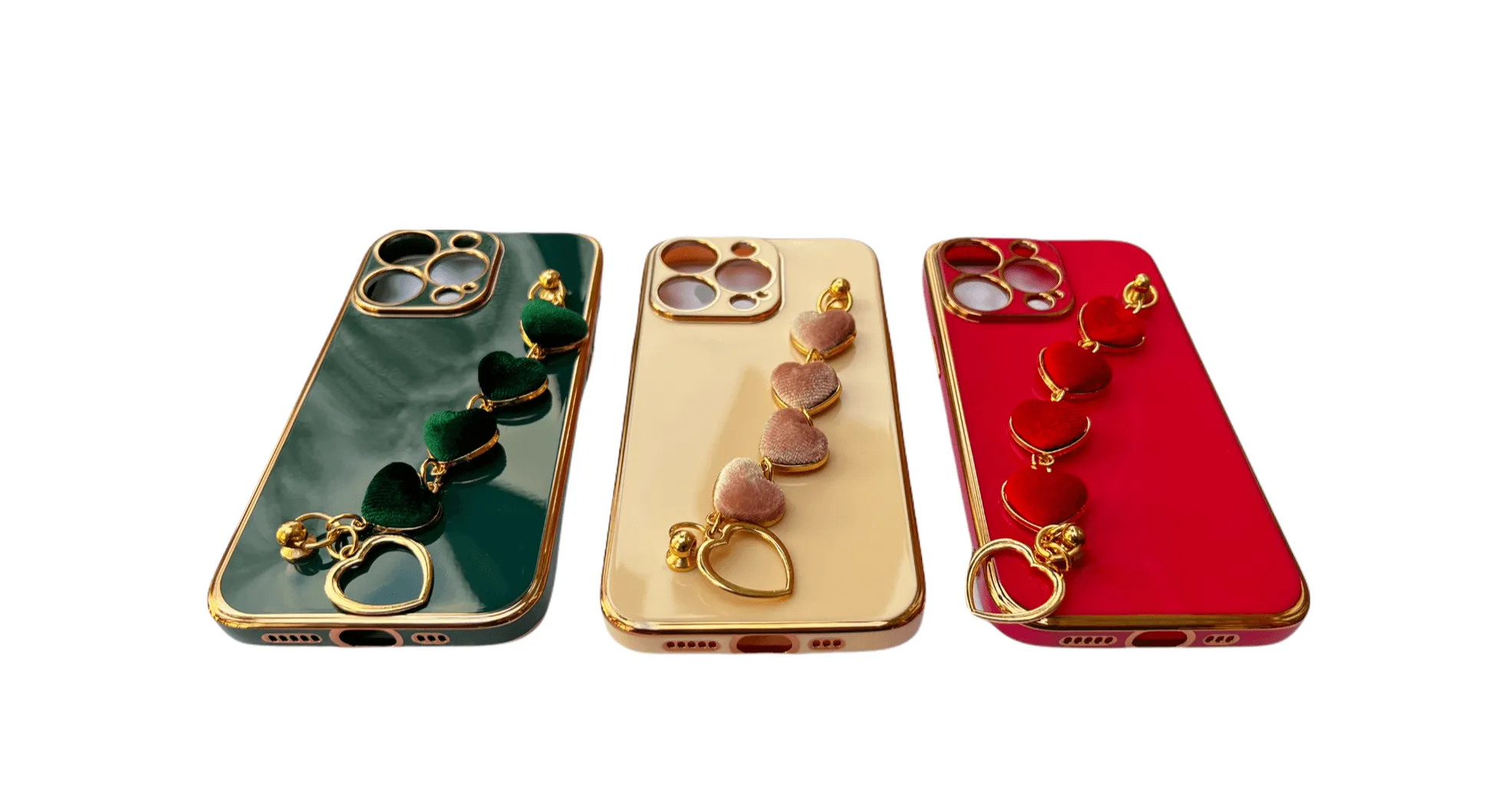 Luxury Velvet Heart Wristband iPhone 13 Series Case