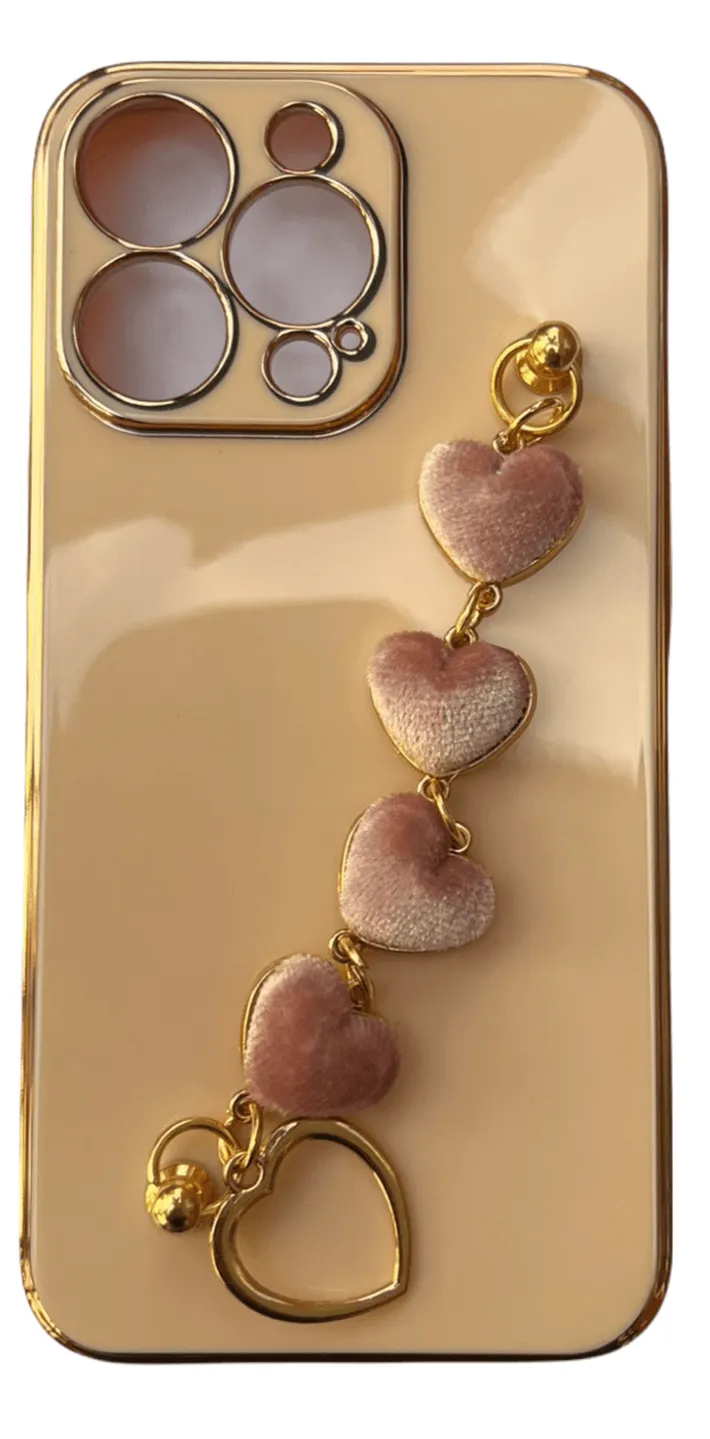 Luxury Velvet Heart Wristband iPhone 13 Series Case