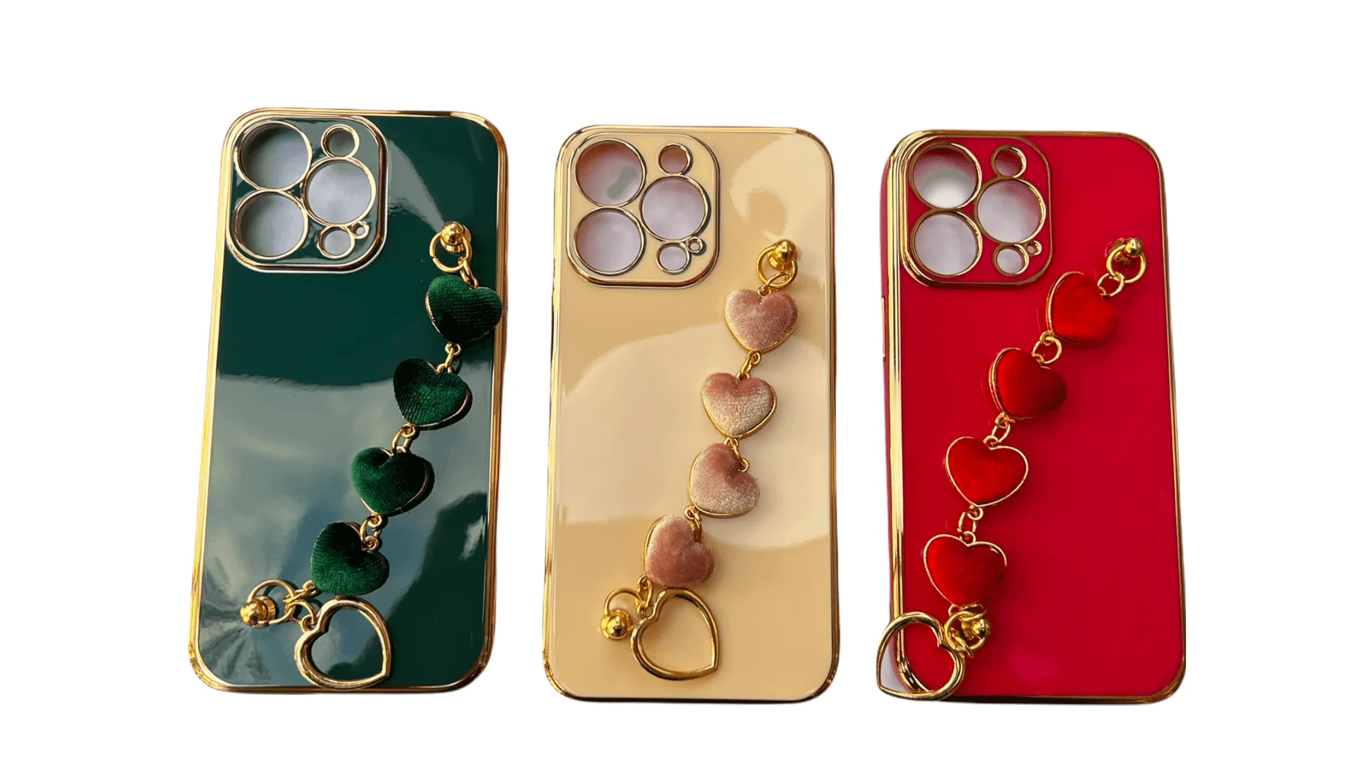 Luxury Velvet Heart Wristband iPhone 13 Series Case