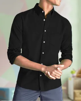 MEN PLAIN BLACK FULL HAND SHIRT