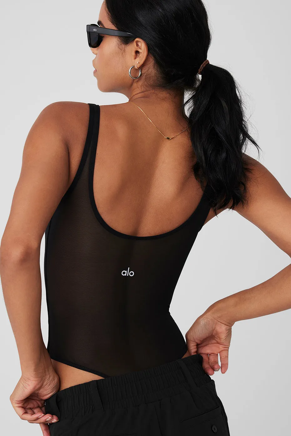 Mesh Sheer Illusion Bodysuit - Black