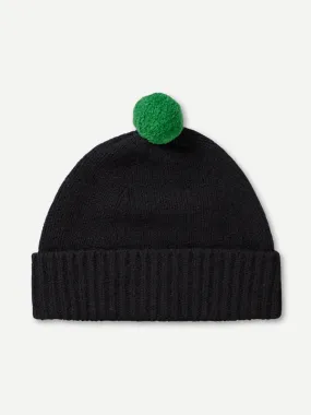 PLAIN HAT CONTRAST POMPOM PAGODA & BLACK