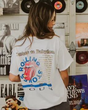 Rolling Stones Bridges to Babylon White Thrifted Distressed Tee