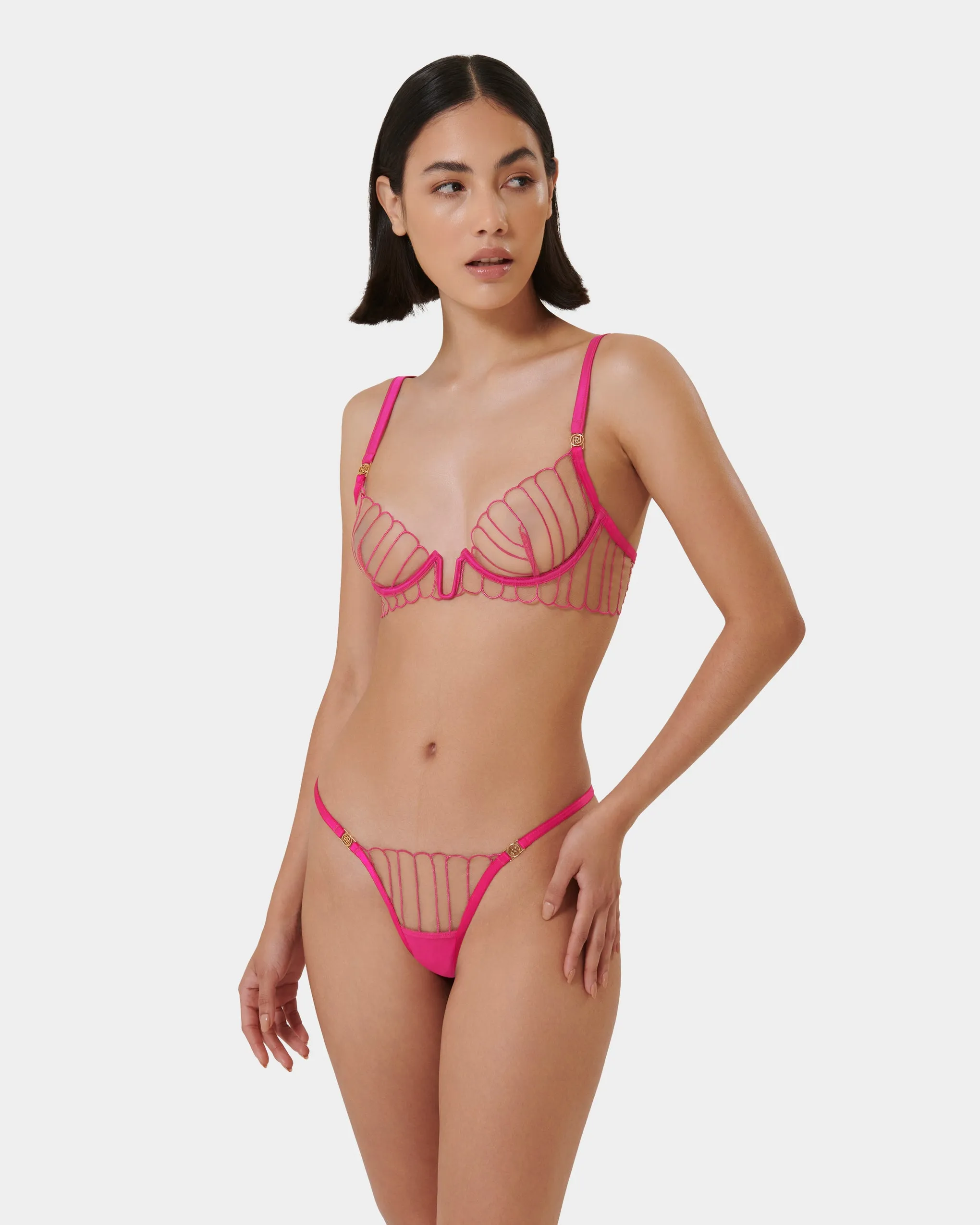 Set: Imogen Fuchsia Pink/Sheer