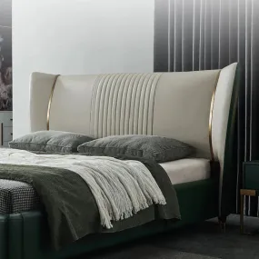 Yollo Upholstered Luxury Bed With Storage In Green Leatherette